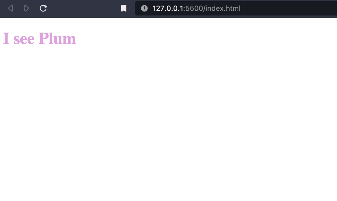 browser window showing text 'I see plum' with plum color